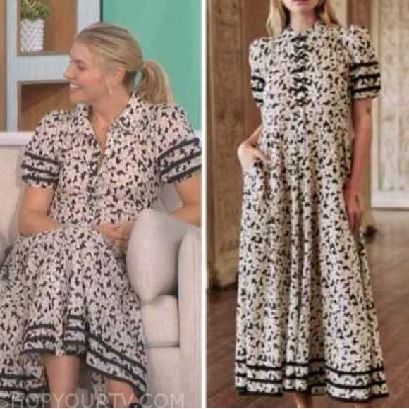 THE GREAT. Dresses & Skirts - Rare The Great. The BonBon Black Needlepoint Floral Button Front Dress Medium 2